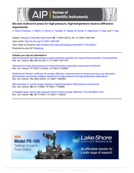 Six-Axis Multi-Anvil Press for High-Pressure, High-Temperature Neutron Diffraction Experiments A