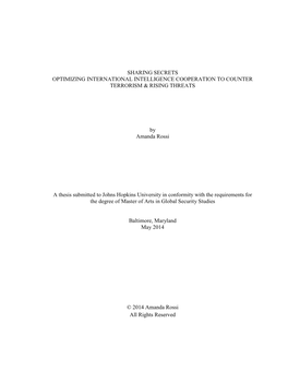 Sharing Secrets Optimizing International Intelligence Cooperation to Counter Terrorism & Rising Threats