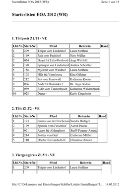 Starterlisten EOA 2012 (WR) Seite 1 Von 18