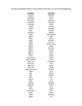 Are You a Cancelled Voter? If Your Name Is on This List, You're Not Registered