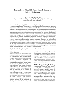 Exploration of Using FBG Sensor for Axle Counter in Railway Engineering