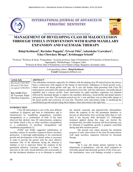 International Journal of Advances in Pediatric Dentistry, 2016;1(2):39-44