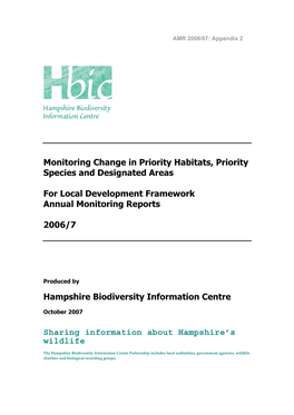 Monitoring Change in Priority Habitats, Priority Species and Designated Areas