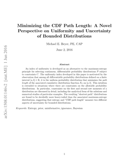 Minimizing the CDF Path Length: a Novel Perspective on Uniformity and Uncertainty of Bounded Distributions