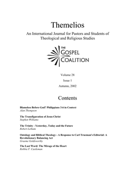 Themelios an International Journal for Pastors and Students of Theological and Religious Studies