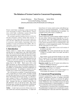 The Relation of Version Control to Concurrent Programming 1