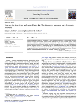 Hearing in American Leaf-Nosed Bats. IV: the Common Vampire Bat, Desmodus Rotundus