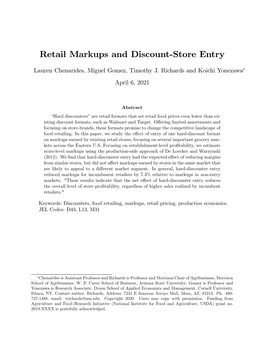 Retail Markups and Discount Store Entry