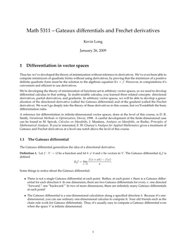 Math 5311 – Gateaux Differentials and Frechet Derivatives