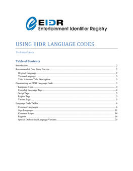 Using Eidr Language Codes