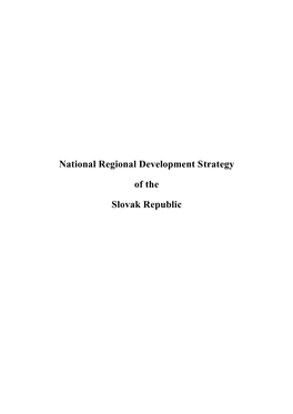 National Regional Development Strategy of the Slovak Republic at Level LAU 1“