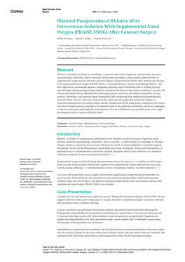 Bilateral Postprocedural Rhinitis After Intravenous Sedation with Supplemental Nasal Oxygen (PRAISE SNOG) After Cataract Surgery