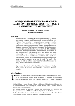 Azad Jammu and Kashmir and Gilgit Baltistan