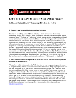 EFF's Top 12 Ways to Protect Your Online Privacy