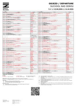 ODJEZD / DEPARTURE SUCHDOL NAD ODROU Platí Od 13.06.2021 Do 11.12.2021