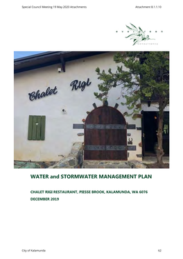 WATER and STORMWATER MANAGEMENT PLAN