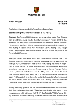 Press Release May 22, 2011 No