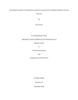 Evaluating the Impact of a Waterfall on Upstream and Downstream Habitat Conditions and Fish