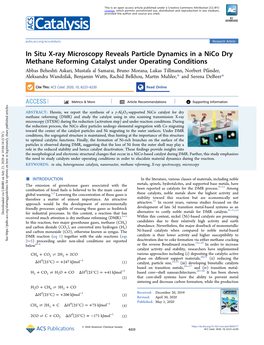 In Situ X‑Ray Microscopy Reveals Particle Dynamics in a Nico Dry Methane Reforming Catalyst Under Operating Conditions