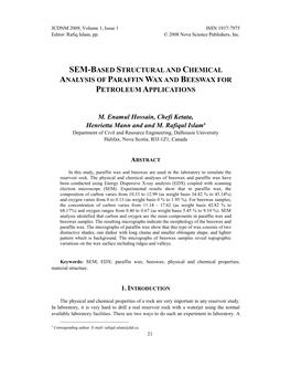 Sem-Based Structural and Chemical Analysis of Paraffin Wax and Beeswax for Petroleum Applications