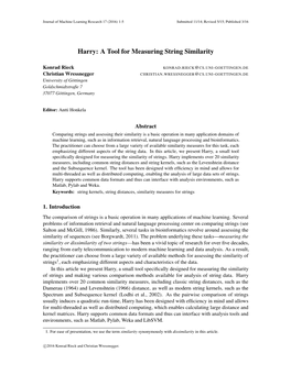 Harry: a Tool for Measuring String Similarity