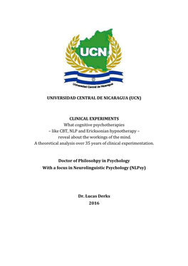(UCN) CLINICAL EXPERIMENTS What Cognitive Psychotherapies