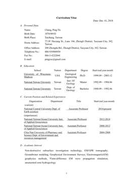 Curriculum Vitae Date: Dec