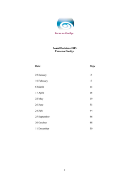 Foras Na Gaeilge Board Decisions 2015