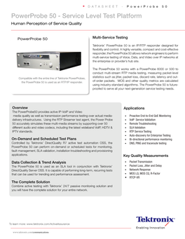 Powerprobe 50 Powerprobe 50 - Service Level Test Platform Human Perception of Service Quality