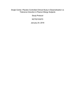 Single Center, Placebo Controlled Clinical Study in Desensitization Vs Tolerance Induction in Peanut Allergy Subjects