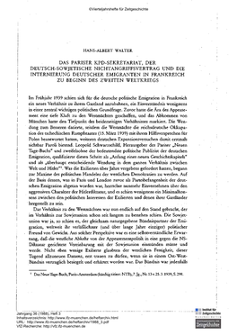 Das Pariser Kpd-Sekretariat, Der Deutsch-Sowjetische Nichtangriffsvertrag Und Die Internierung Deutscher Emigranten in Frankreich Zu Beginn Des Zweiten Weltkriegs