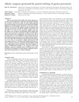 Alkalic Magmas Generated by Partial Melting of Garnet Pyroxenite