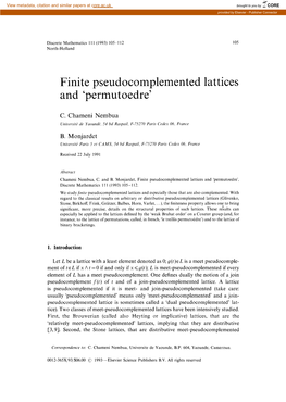 Finite Pseudocomplemented Lattices and 'Permutoedre'