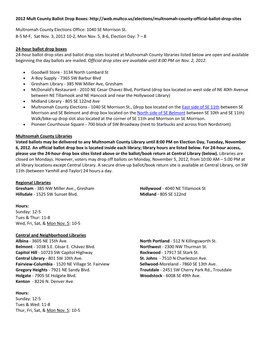 2012 Mult County Ballot Drop Boxes