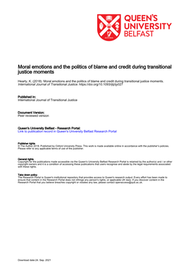 Moral Emotions and the Politics of Blame and Credit During Transitional Justice Moments