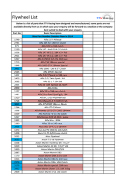 TTV Racing Flywheel List