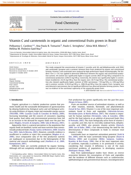 Vitamin C and Carotenoids in Organic and Conventional Fruits Grown in Brazil ⇑ Pollyanna C