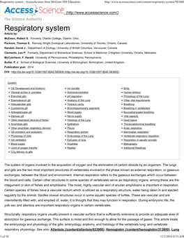 Respiratory System - Accessscience from Mcgraw-Hill Education