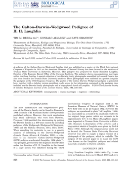 The Galtondarwinwedgwood Pedigree of H. H. Laughlin