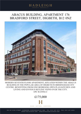 Abacus Building, Apartment 176 Bradford Street, Digbeth, B12 0Nz