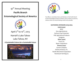 97 Annual Meeting Pacific Branch Entomological Society of America