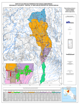 Mapa De Valores De Terrenos Por Zonas Homogéneas Provincia 2 Alajuela Cantón 10 San Carlos Distrito 04 Aguas Zarcas