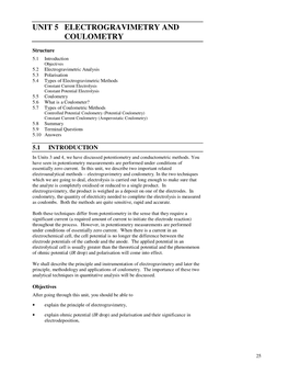 UNIT 5 ELECTROGRAVIMETRY and Coulometry COULOMETRY