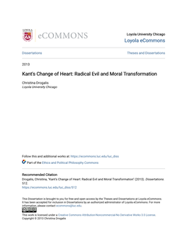 Kant's Change of Heart: Radical Evil and Moral Transformation