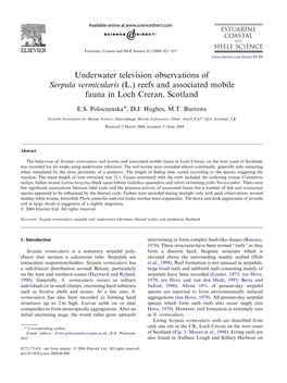 (L.) Reefs and Associated Mobile Fauna in Loch Creran, Scotland