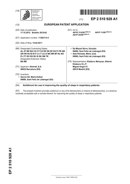 Aclidinium for Use in Improving the Quality of Sleep in Respiratory Patients