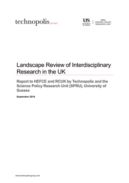 Landscape Review of Interdisciplinary Research in the UK