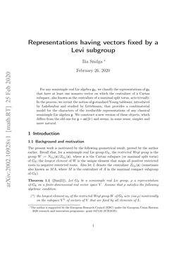 Representations Having Vectors Fixed by a Levi Subgroup