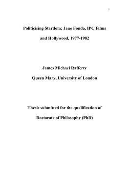 Politicising Stardom: Jane Fonda, IPC Films and Hollywood, 1977-1982