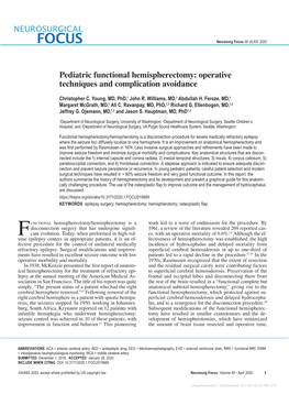 Pediatric Functional Hemispherectomy: Operative Techniques and Complication Avoidance